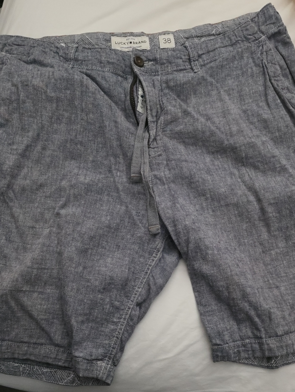 Lucky Brand Men's Blue Linen-Blend Flat Front Shorts